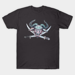 Buffalo with horns and crossed swords T-Shirt